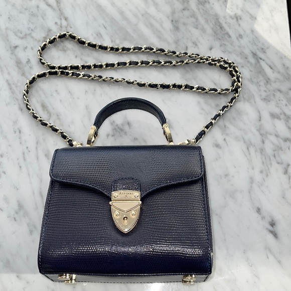 Aspinal London Handbags - Aspinal London Mini Mayfair Navy Blue Crossbody